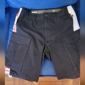 Men's Black/White/Red G-Star Cargo Shorts Size 34
